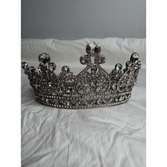 Sparkling Crystal Rhinestone Tiara Crown Silver Tone Bridal Wedding Pageant Prom main image 7